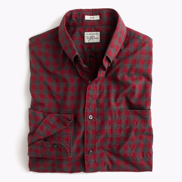 J. Crew Other - J.Crew Red Gingham Heather Slim Secret Wash Shirt